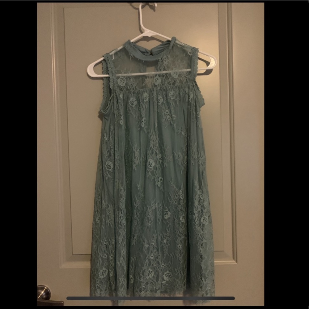 Blue lace shift dress